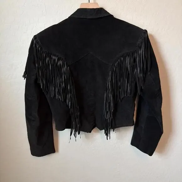 Vintage Black Fringe Suede Jacket - Picture 6 of 6